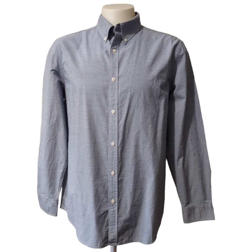 Chaps Shirt L Mens Button Down Blue Stripe Long Sleeve Casual Norm Core Top‎